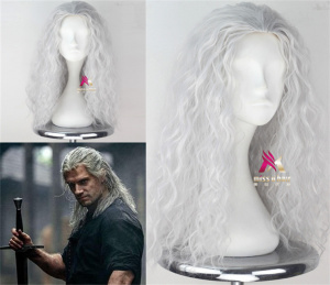 Monster Hunters Silver Curly Long Cosplay Wig for Men