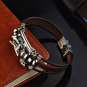 ClassicalTibetan Multiple leather Bracelet For Man Personality style Chinese Dragon Bangle Friendship Gift Wholesale