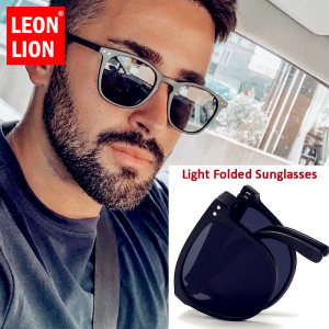 LeonLion New Folding Sunglasses Men 2021 Vintage Eyewear for Women/Men Luxury Polarized Glasses Men Designer Lentes De Sol Mujer