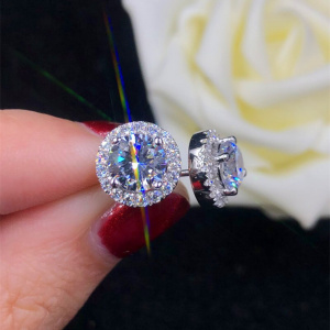 1 Carat Certified Moissanite Stud Earrings For Women Platinum Plating 925 Sterling Silver Diamonds Ear Stud Wedding Fine Jewelry