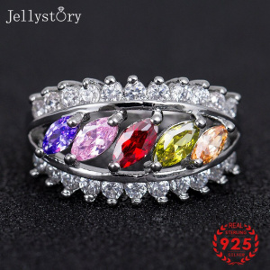 Jellystory Classic Rings 925 Silver Jewelry 5mm Oval shaped Topaz zircon gemstones Ring for women Wedding Party Gifts wholesales