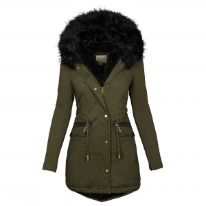 Cotton Padded Parkas New Fur Collar Cotton Winter Jacket Women Thick Warm Parkas Female Hooded Outerwear Jackets