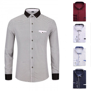 Mens Daily Wear Slim Long Sleeve Shirts Business Casual Style Male Formal Dress Shirts husband Birthday Gift Tops Size:XXS-4XL