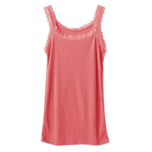 Women Summer Sleeveless Tank Top Bright Solid Candy Color Basic Camisole Floral Lace Trim Ribbed Knit Casual Underwear Slim Vest