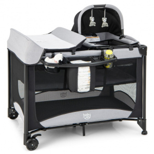 Baby play yard with 5 in 1 functions / portable playpen with basinet and more