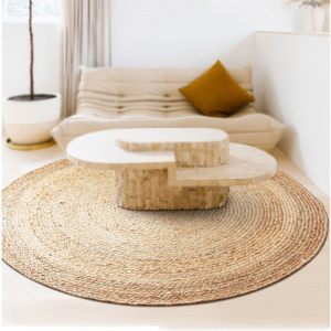 Straw Round Carpets Natural Rattan Rugs for Living Room Bedroom Bulrush Reed Grass Carpet Floor Mats Hand-woven Room Home Decor