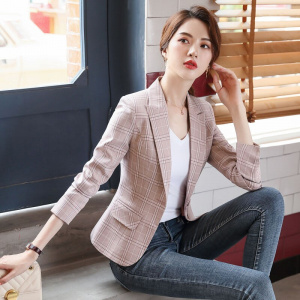 Small Suit Coat Women's Small Suit Women's Thin Pink Suit Small Western Style Plaid Casual
