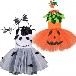 Halloween Jack Cosplay Tutu Costumes for Kids Children Cartoon Horror Killer Ghost Clothes Pumpkin Tutu Dresses Set for GirlsProduct sellpoints