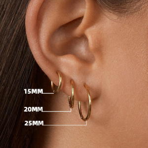 2020 New Minimalism Stainless Steel Woman Jewelry 14k Gold Plated Small Medium Large Size Loop Hoop Earrings for Women