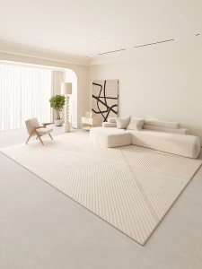 Modern Minimalist Living Room Carpets Cream Luxury Home Decor Rug Nordic Line Art Luxury Room Fluffy Soft Large Carpet Tapis IG