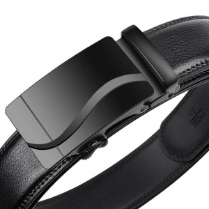 105 150 140 130 160 170cm Large Size Men's Belt PU Brand Fashion Automatic Simple Buckle Black Genuine Leather Belt 3.5cm Width
