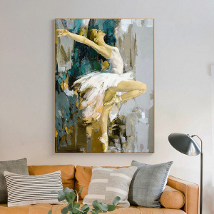 Dancing Ballerina Canvas Painting Ballet Dancer Painted Abstract Girl Wall Paintings Wall Art Pictures for Home Living Room