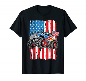 Monster Truck Shirt Men Boys USA Flag Vintage T-Shirt Men Cotton O-neck Tshirt Hip Hop Tees Streetwear Harajuku