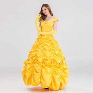 Yellow Beauty and the Beast Long Halloween Costume Dress for Women