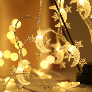 80/40/20leds Christmas Star Moon Lights String LED Fairy Light Battery Garland for New Year Halloween Holiday Party Decoration