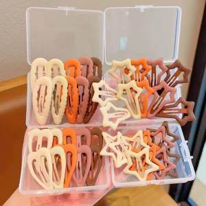 New 3 Pcs/Box Children Cute Coffee Color Geometric Star Heart Hair Clips Baby Girls Sweet Hairpins Kids Hair Accessories
