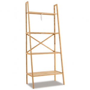 Bamboo ladder bookshelf / Rustic 4-tier ladder shelf