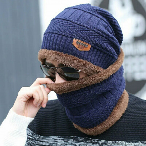 Hot selling 2pcs ski cap and scarf cold leather hat for women men Knitted hat Bonnet Cap Skullies Beanies