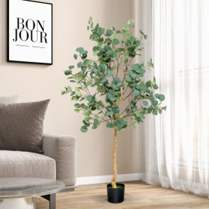 Artificial eucalyptus tree for home décor / 5.5-feet faux sliver dollar eucalyptus