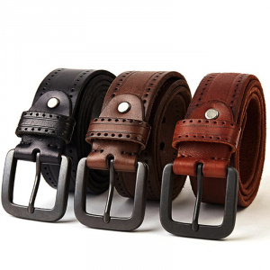 MEDYLA Natural Leather Belt Men's Hard Metal Matte Buckle Men's Original Leather Belt 100-150cm Jeans Belt Screw Accessories