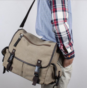 Canvas men's postman diagonal backpack men's portable middle school student bag casual shoulder men's bag