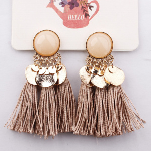 FSUNION New Arrival 2022 Bohemian Sequins Tassel Earrings For Women Wedding Party Acrylic Beads Statement Drop Earrings Jewelry