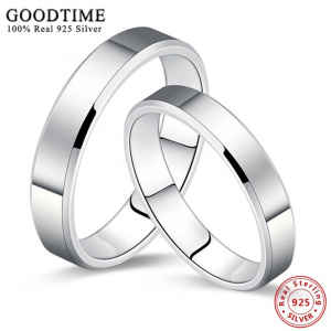 1PCS 925 Silver Jewelry Ring Simple Smooth Pure Solid Silver Couple Wedding Set 925 Sterling Silver Fashion Rings for Women Men