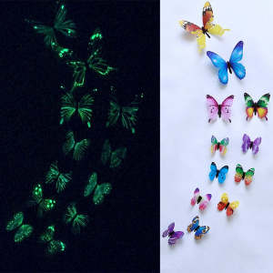 12Pcs/set Luminous butterfly Wall Sticker living room Butterflies for wedding Party decoration Home 3D Fridge stickers wallpaper