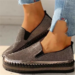 Women Flat Glitter Sneakers Casual Female Mesh Lace Up Bling Platform Comfortable Plus Size Vulcanized Shoes Zapatos Para Mujer