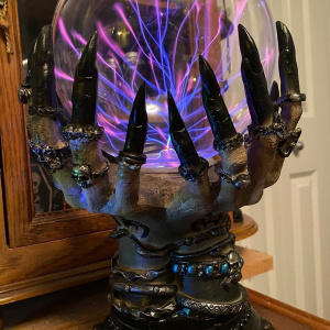 Creative Glowing Halloween Crystal Ball Deluxe Celestial Magic Skull Finger Plasma Ball Spooky Home Decor