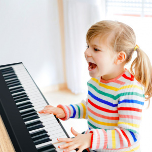 61-Key Folding Piano Keyboard with Full Size Keys and Music Stand-Black