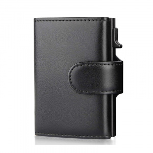 2022 Fashion Aluminum Credit Card Wallet Multifunctional RFID Blocking Trifold Smart Men Wallets Leather Slim with Coin Pocket