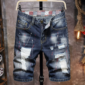 Vintage Men’s Jeans Shorts, Fashionable Ripped Jeans Shorts