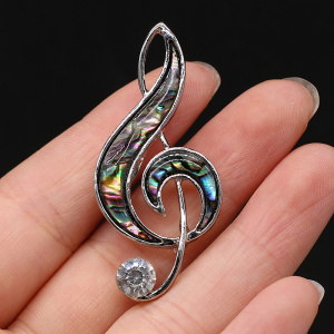 Hot Selling Natural Fashion Shell Musical Note-shaped Shell White Shell Abalone Shell Brooch DIY Jewelry Accessories 23x5mm5mm