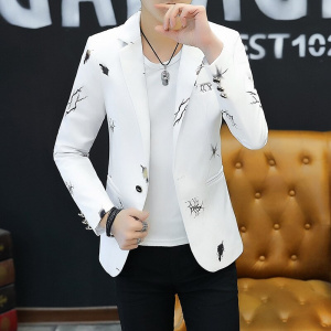 HO 2021 Youth Slim   blazer Men Fashion Casual Spring Print suit jacket