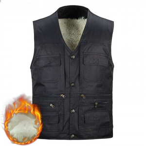 Winter Fleece Warm Vest For Men Autumn Male Casual Multi Pocket Photographer Sleeveless Jacket Mens Waistcoat With Many Pockets