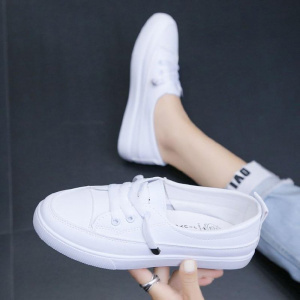 Low Platform Sneakers Women Shoes Female Pu Leather Walking Sneakers Loafers White Flat Slip On Vulcanize Casual Shoes