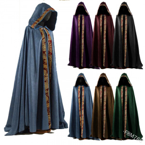 Unisex Vintage Gothic Hooded Halloween Cloak Coat Cosplay Costume
