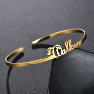 Nextvance Customized Nameplate Name Bracelet Personalized Custom Cuff Bangles  Women Men Rose Gold Stainless Steel Jewelry