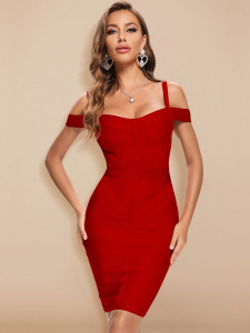 BEAUKEY Black Off Shoulder Sexy HL Bandage Dress Women Red Spaghetti Club Party Dress Maxi Runway Bodycon Vestido Celebrity