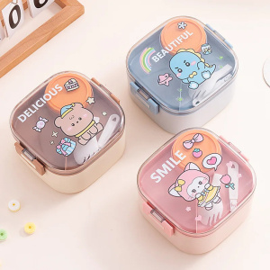 820ml Cartoon Stainless Steel 304 Lunch Box With Spoon  Portable Kids Bento Box Student School Food Container