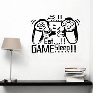 Eat Sleep Game Gamepad wall sticker Boys Play Room Bedroom living room home decoration mural wall stickers decals wallpaper
