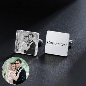 Personalised Custom Name Cufflinks Engraved Photo High Quality Stainless steel Charm Cufflink Don't fade Men Jewelry Accessories