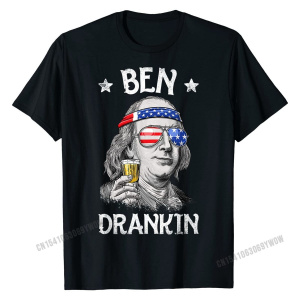 Shirts for Men Ben Drankin Benjamin Franklin Tee T-Shirt Cotton Male T Shirts Printed On Sale Simple Style