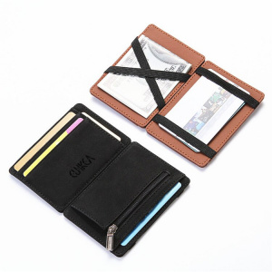 Ultra Thin 2020 New Men Male PU Leather Mini Small Magic Wallets Zipper Coin Purse Pouch Plastic Credit Bank Card Case Holder