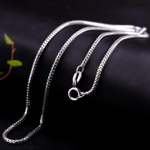 BOCAI Real 925 Silver Solid 1.6mm Chain Necklace for Women