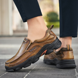 Men Shoes Genuine Leather Casual Shoes British style Business Formal Shoes Outdoor Hiking Shoes