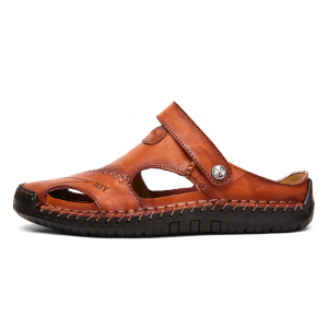 Classic Mens Sandals Genuine Leather Male Beach Sandals Soft Comfortable Male Outdoor Beach Slippers Slip-ON Man Sandals