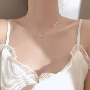 Louleur 925 Sterling Silver Necklace Single Zircon Pendant Necklace For Women Fashion Silver 925 Jewelry Choker