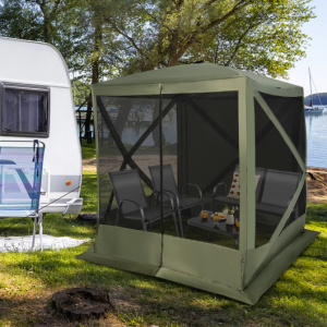 6.7 x 6.7 Feet Pop Up Gazebo with Netting and Carry Bag-Green